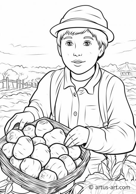 Página para colorir da colheita de batatas